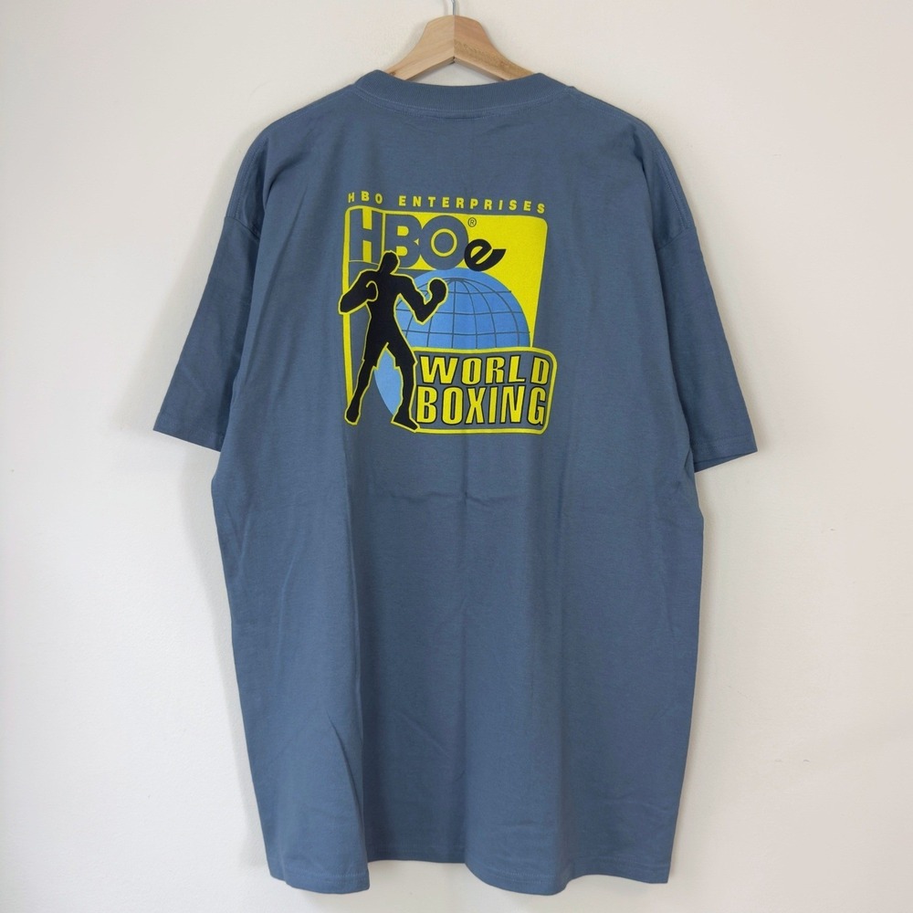Vintage 90's HBO Sports World Boxing Tyson NWOT Blue Green Tee Shirt XL